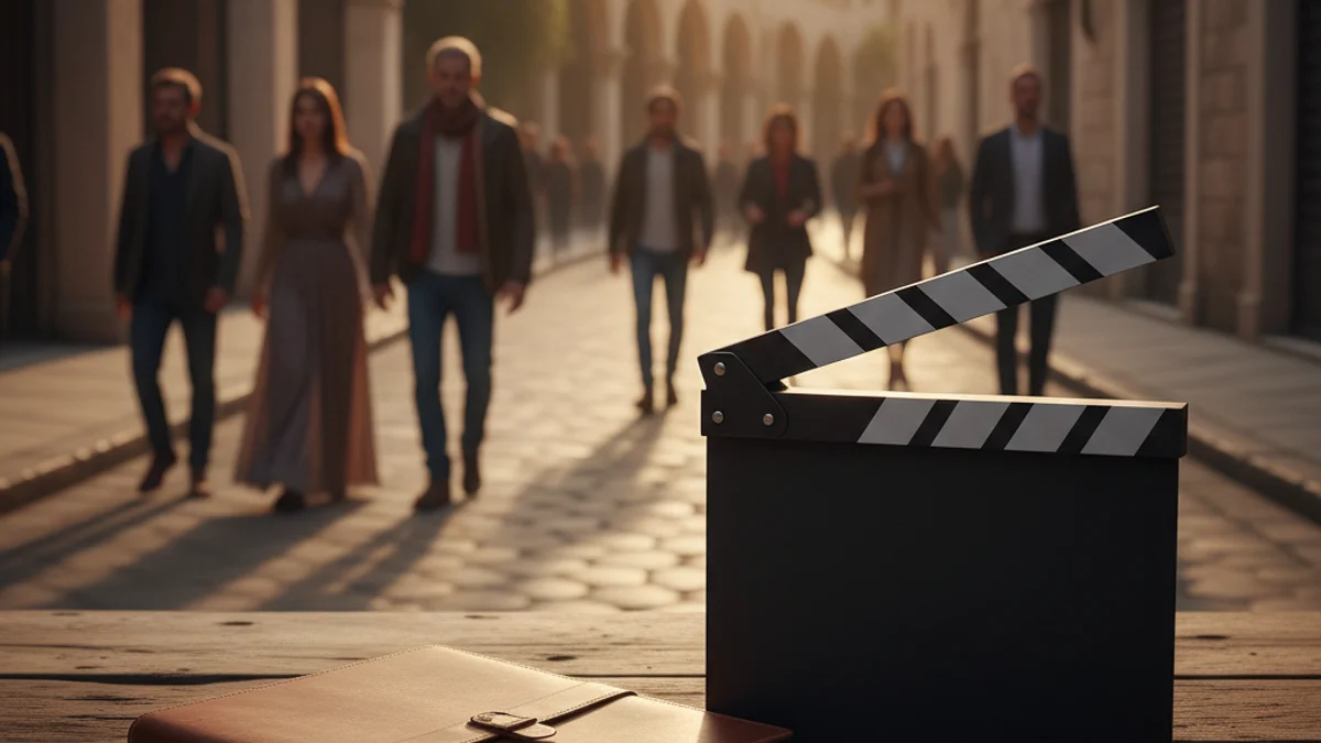 Imatge genèrica d'un guió cinematogràfic i una claqueta en un entorn històric.