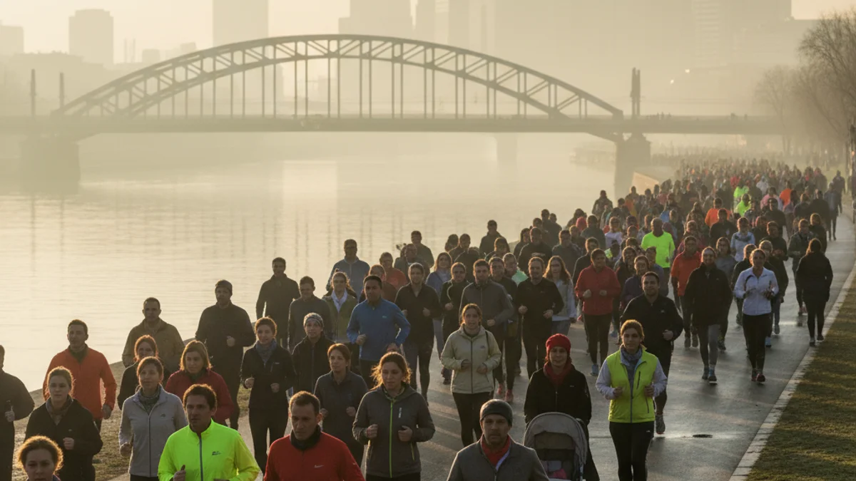 Imatge genèrica d'una multitud participant en una cursa popular pel costat del riu.