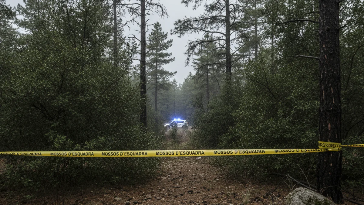 Imatge genèrica d'un cordó policial dels Mossos d'Esquadra en una zona boscosa.