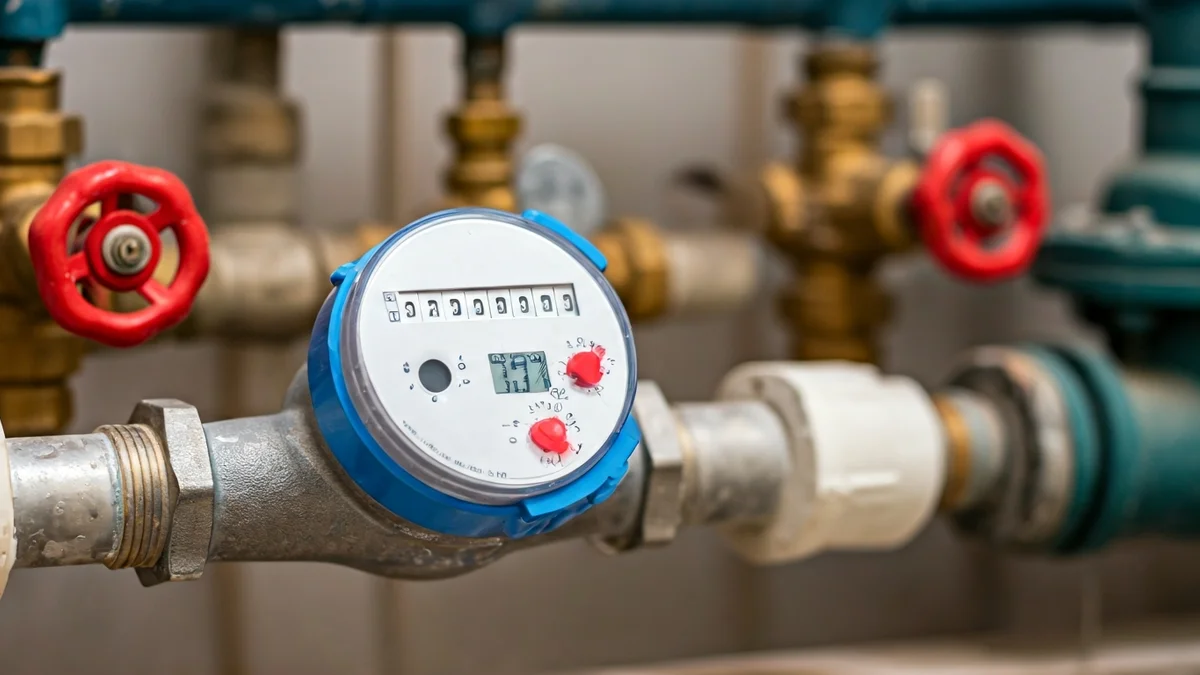 Generic image of a smart water meter with a digital display.