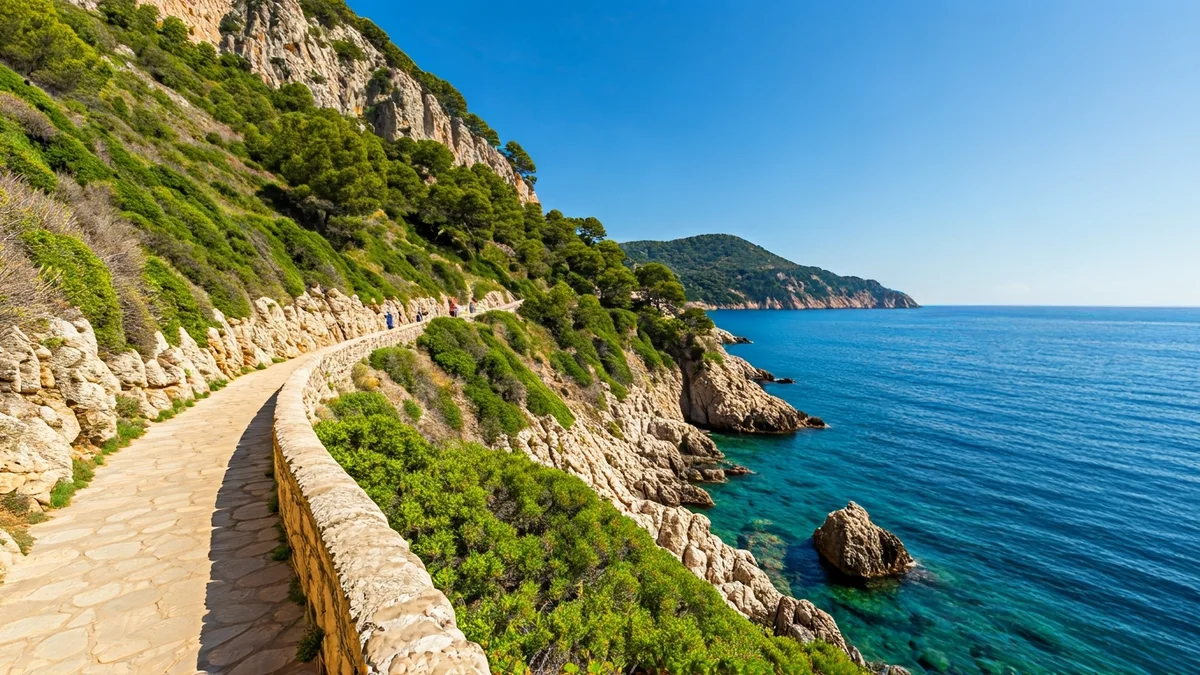 Generic image of a coastal path with Mediterranean vegetation and the sea in the background.