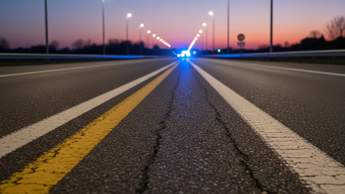 Imagen genérica de una autopista con iluminación nocturna y señalización vial.