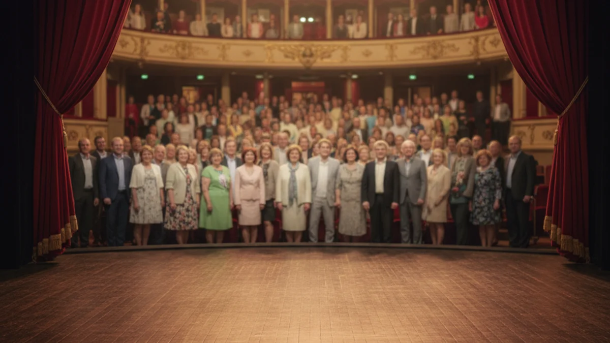 Imatge genèrica de l'interior d'un teatre amb llums càlides i l'escenari preparat per a una funció.