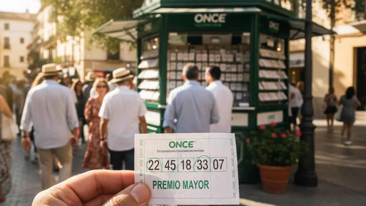 Imatge genèrica d'un punt de venda de loteria de l'ONCE en un carrer cèntric.