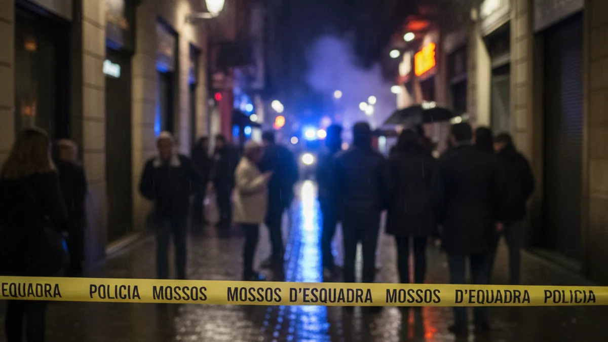 Imatge genèrica d'un carrer de nit amb llums policials blaves en el marc d'un operatiu de seguretat.