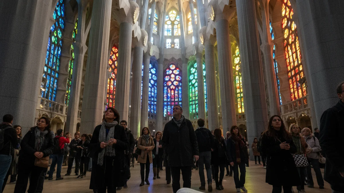 Imagen genérica del interior de la basílica de la Sagrada Família con su arquitectura característica.