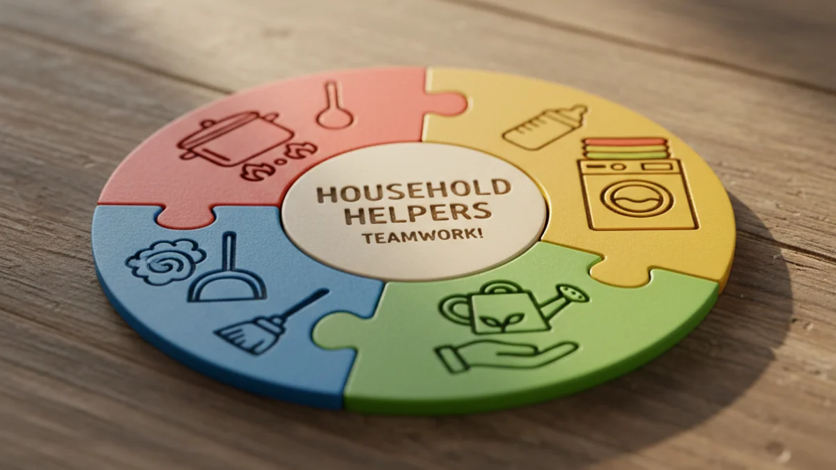 Imatge genèrica d'un trencaclosques educatiu sobre la igualtat i les tasques de la llar.