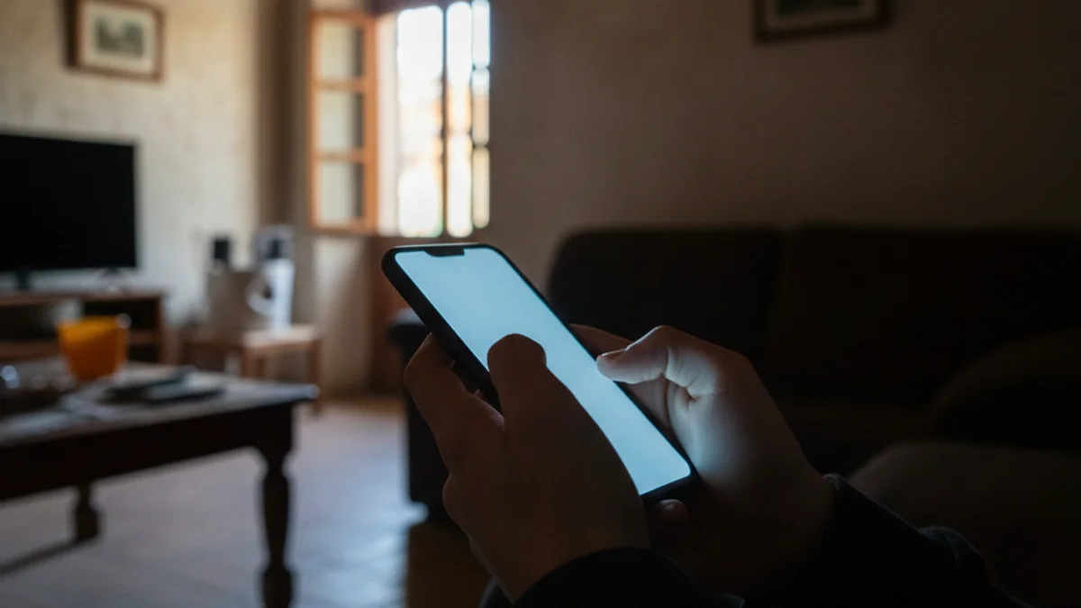 Imatge genèrica d'un adolescent utilitzant un telèfon mòbil en un entorn domèstic.