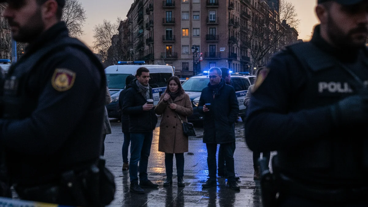 Imatge genèrica d'un cordó policial amb llums d'emergència durant un operatiu a la ciutat.