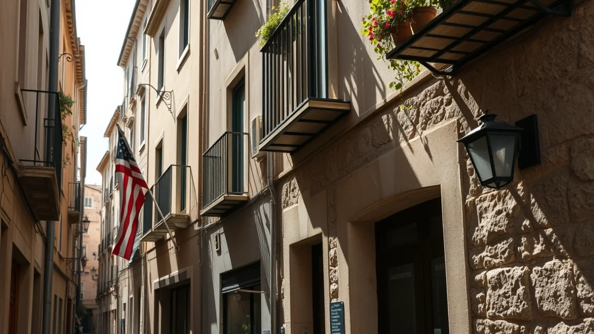 Imatge genèrica d'un carrer estret del nucli antic amb edificis històrics.