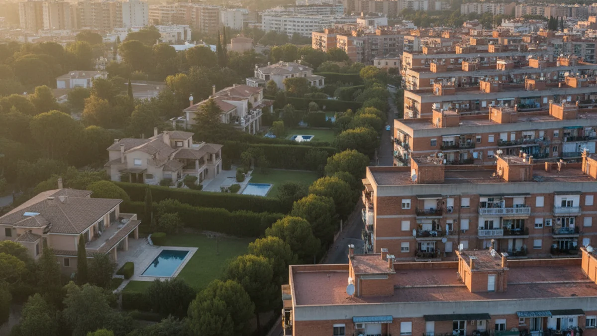 Generic image showing the urban contrast between different neighborhoods in Catalonia.