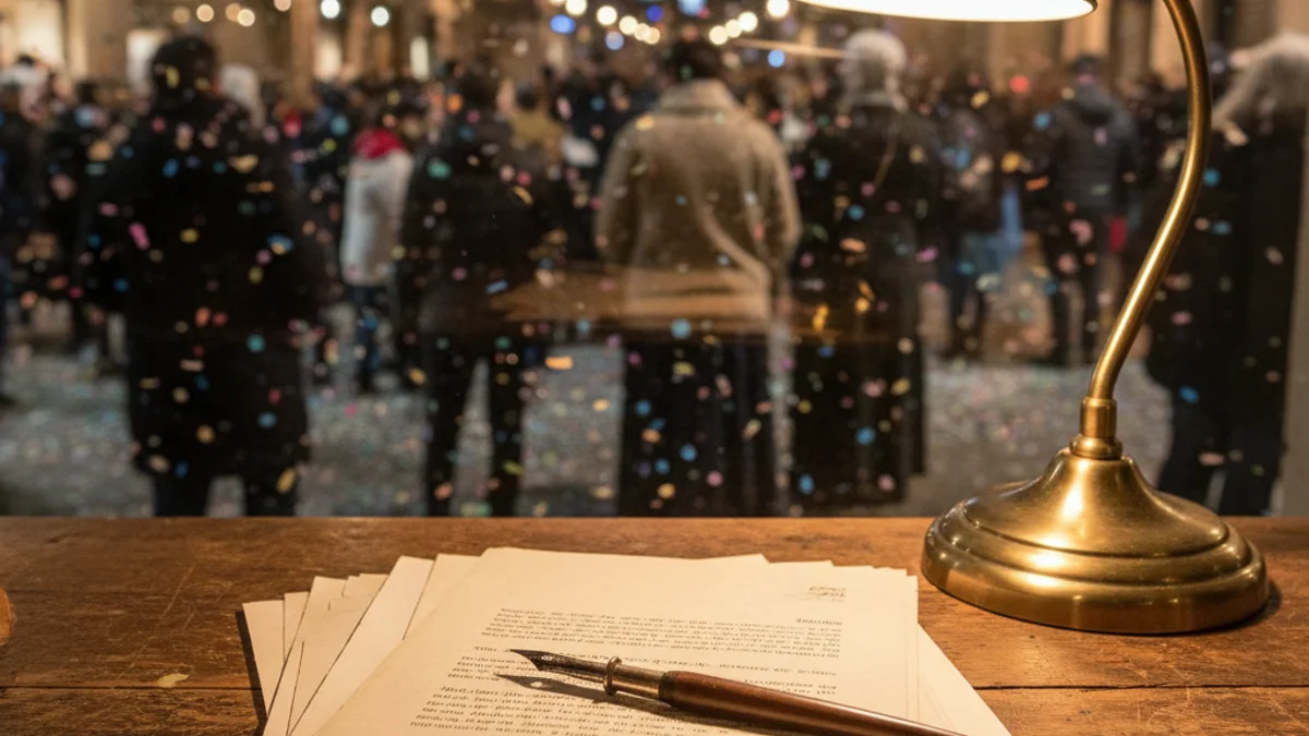 Imatge genèrica d'un escriptori amb papers i una ploma sota una llum càlida.