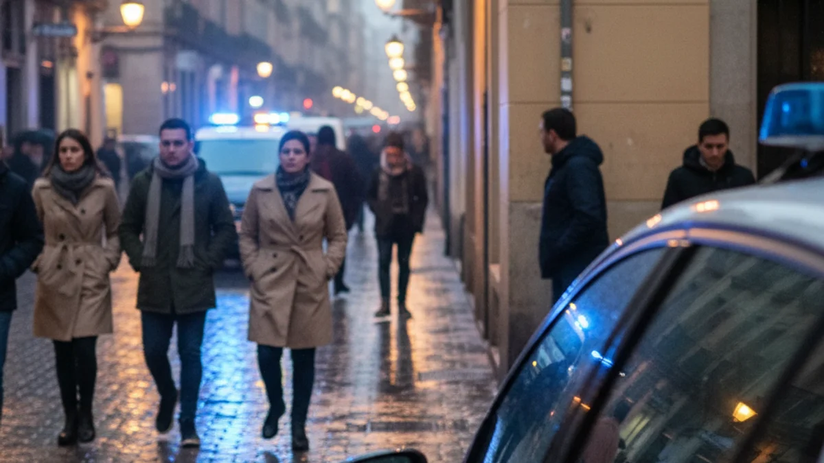 Imatge genèrica d'un carrer de nit amb llums policials difuminats al fons.