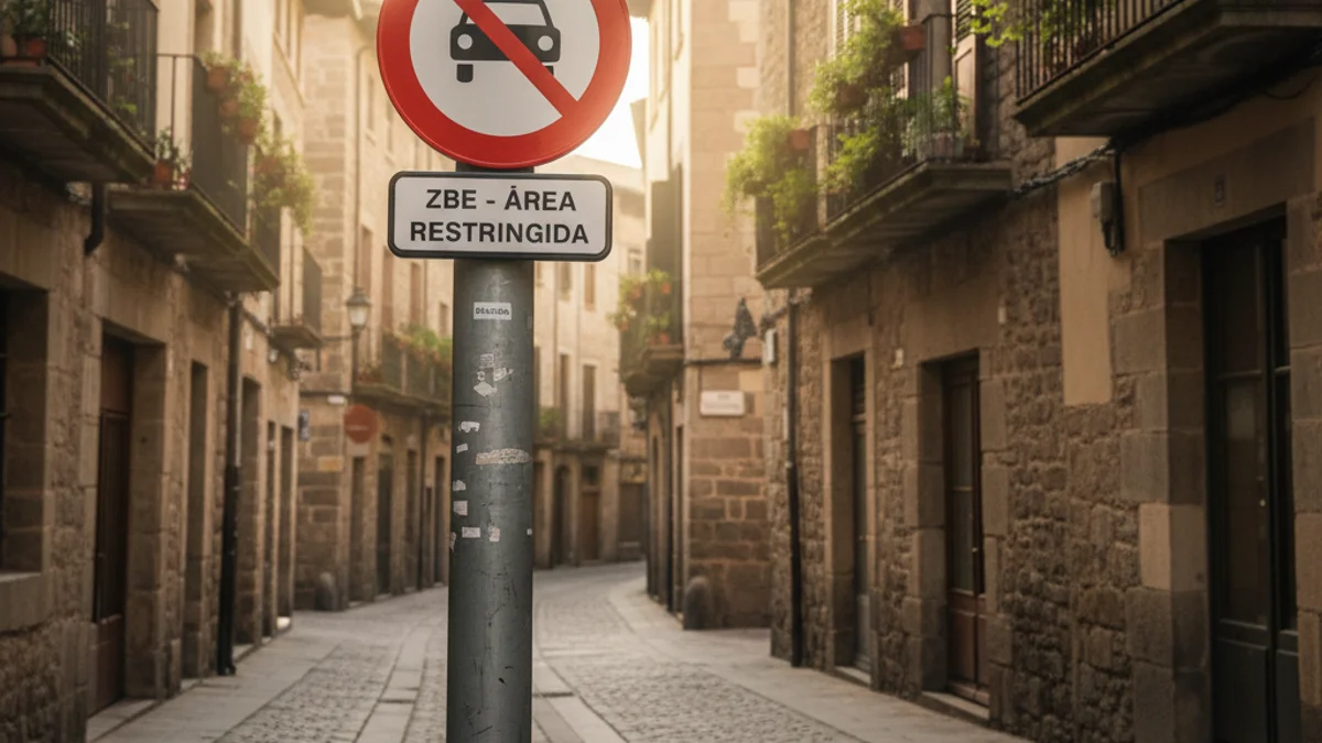 Imatge genèrica d'un senyal de trànsit i una càmera de control en una zona de baixes emissions.