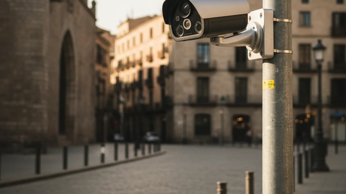Generic image of a traffic control camera in a pedestrian zone.