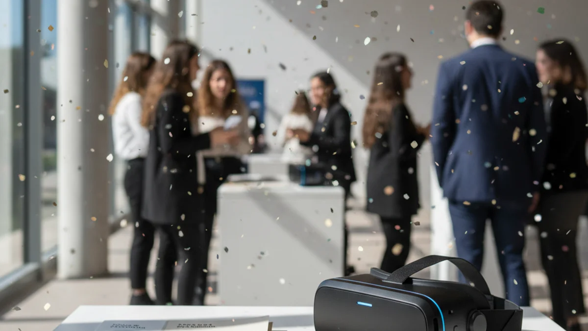 Imatge genèrica d'unes ulleres de realitat virtual en una fira d'ocupació universitària.