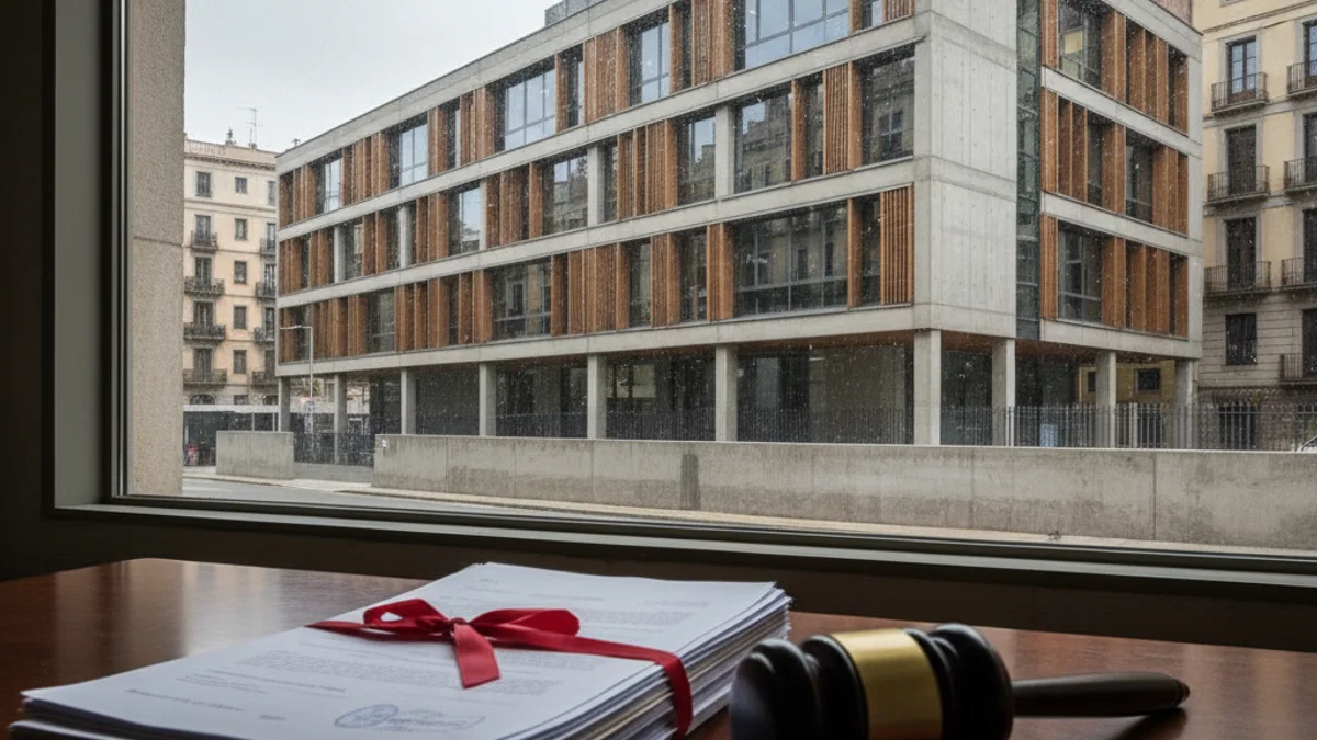 Imatge genèrica d'un centre educatiu i documents legals que simbolitzen un recurs administratiu.