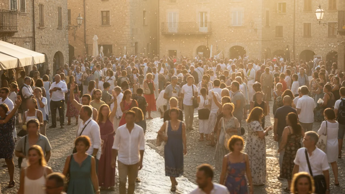 Imatge genèrica d'una concentració ciutadana en una plaça d'un poble català.