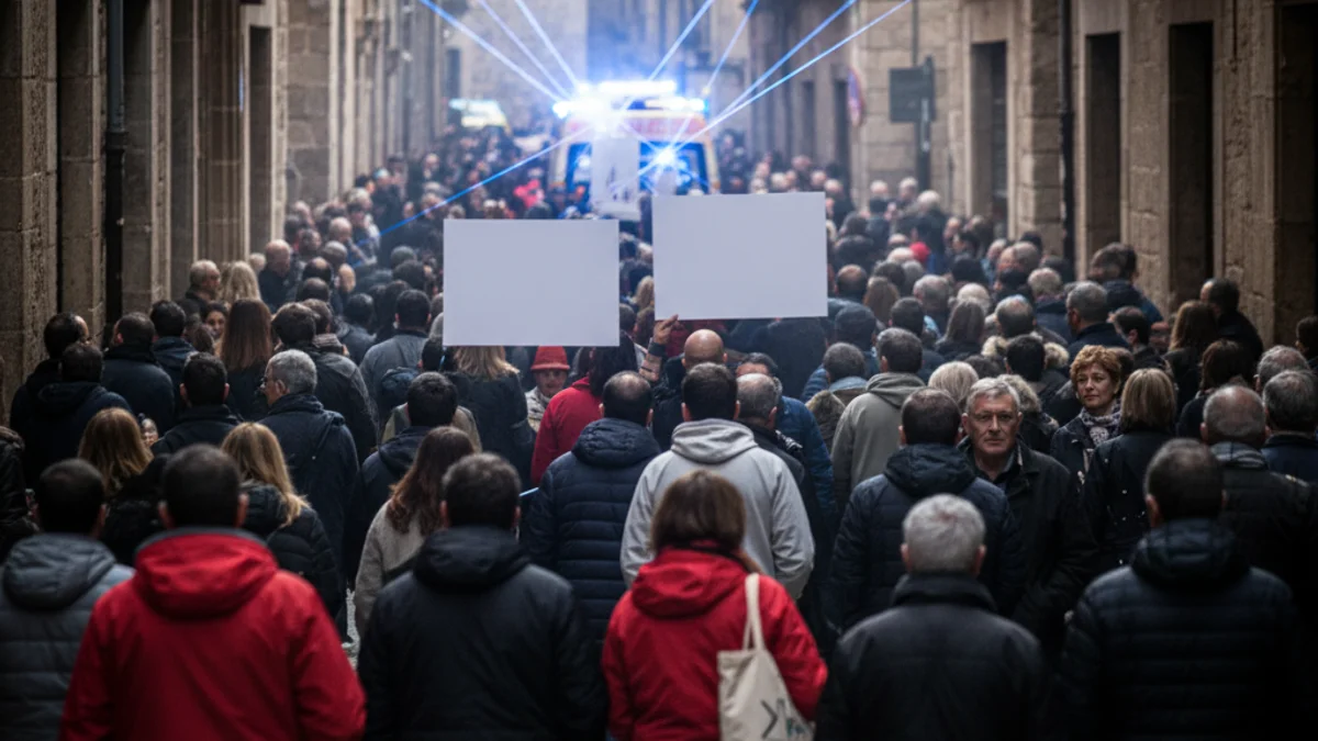Imatge genèrica d'una multitud manifestant-se pels carrers d'una localitat amb pancartes.