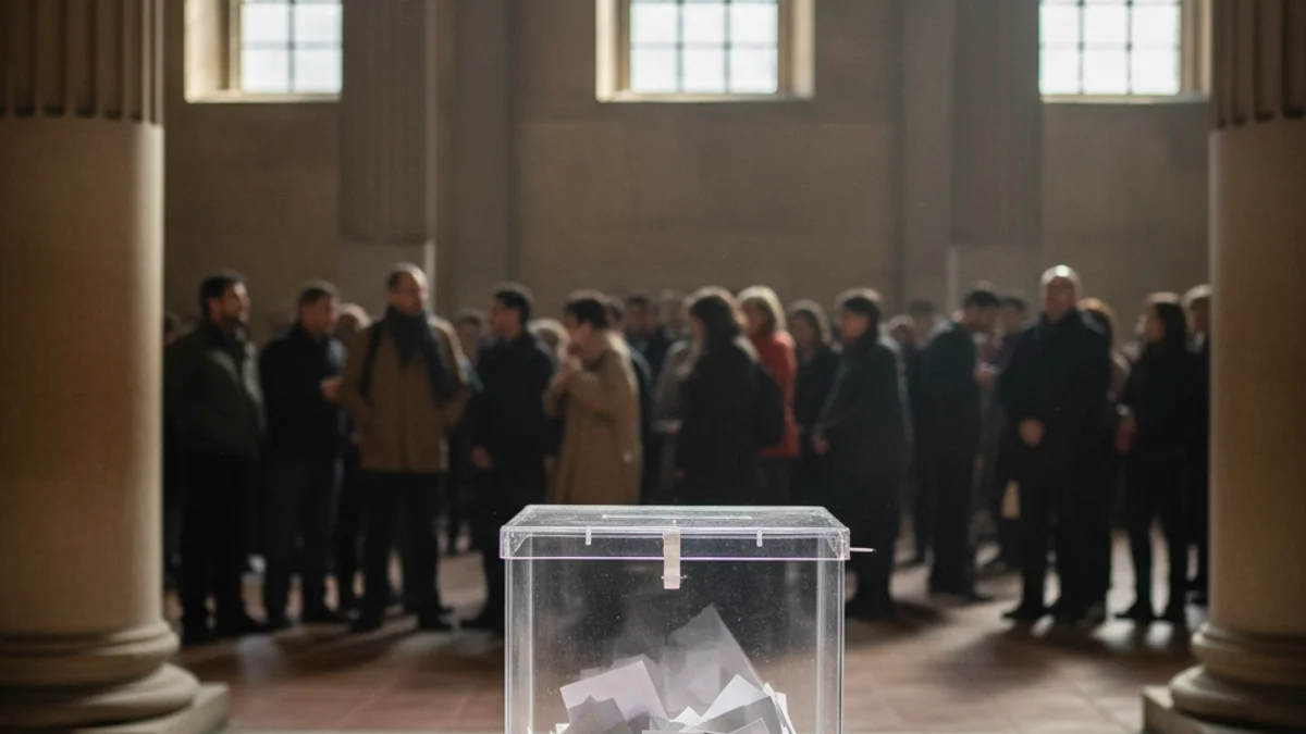 Imagen genérica de una urna electoral en un edificio institucional durante una jornada de votación.