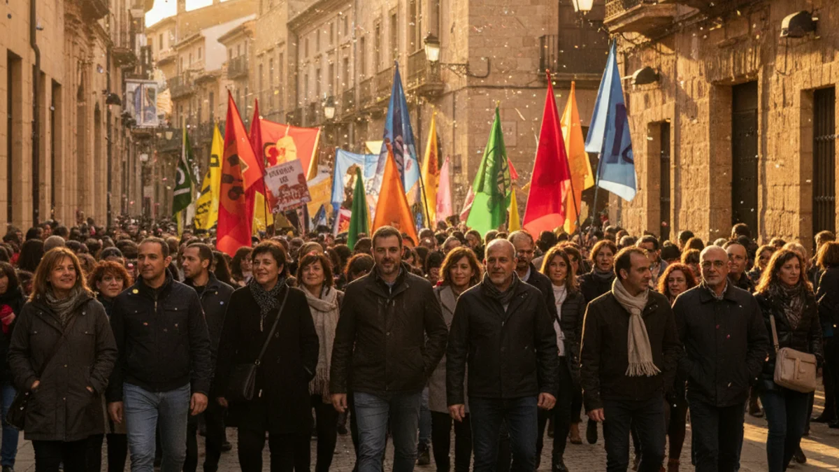 Imagen genérica de una manifestación festiva y reivindicativa por las calles de una ciudad.