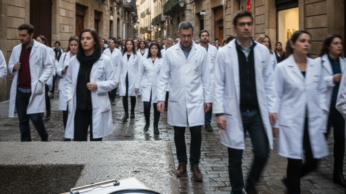 Imatge genèrica de professionals del sector sanitari durant una jornada de reivindicació a la ciutat.