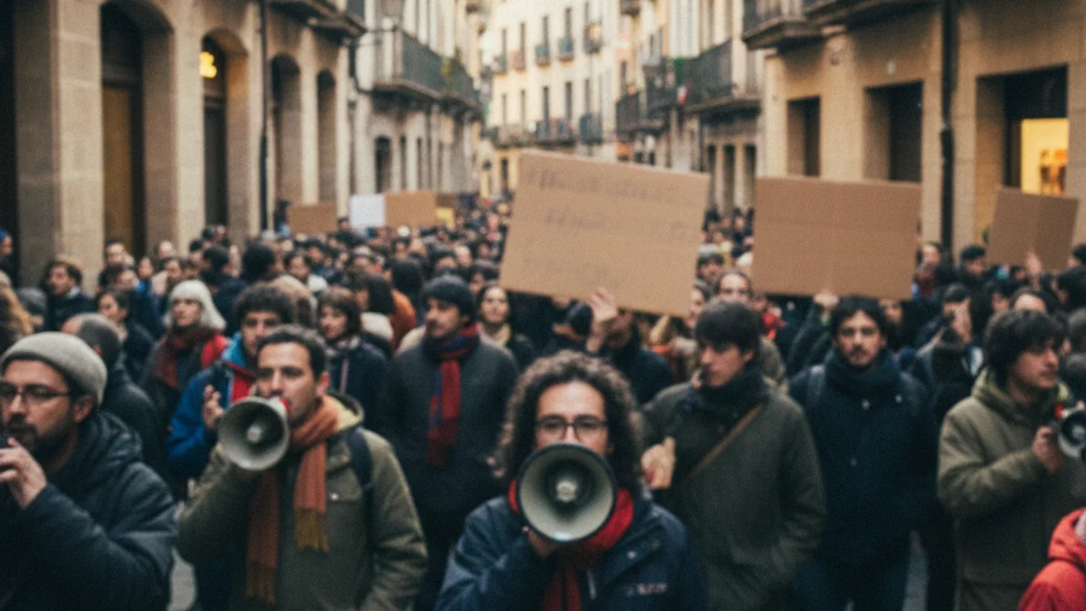 Imagen genérica de una multitud de personas protestando en las calles de una ciudad catalana.