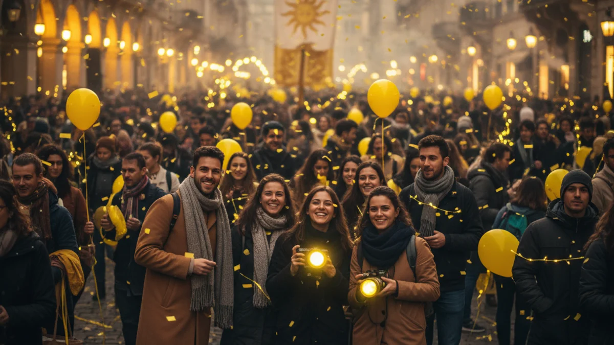 Generic image of a large crowd during a protest in the streets of Barcelona.