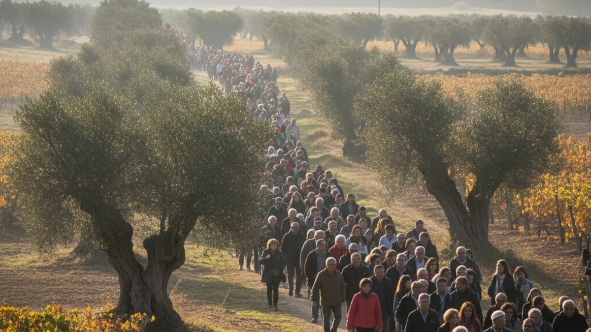 Imatge genèrica d'una caminada popular per un entorn agrícola de Catalunya.
