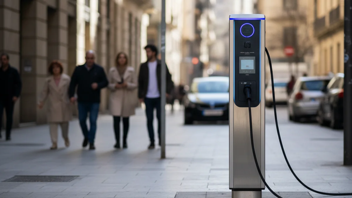 Imatge genèrica d'un punt de càrrega per a vehicles elèctrics en una zona urbana.