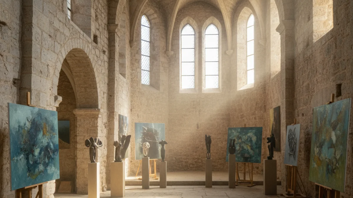 Imagen genérica del interior de una antigua iglesia convertida en centro cultural con exposiciones de arte.