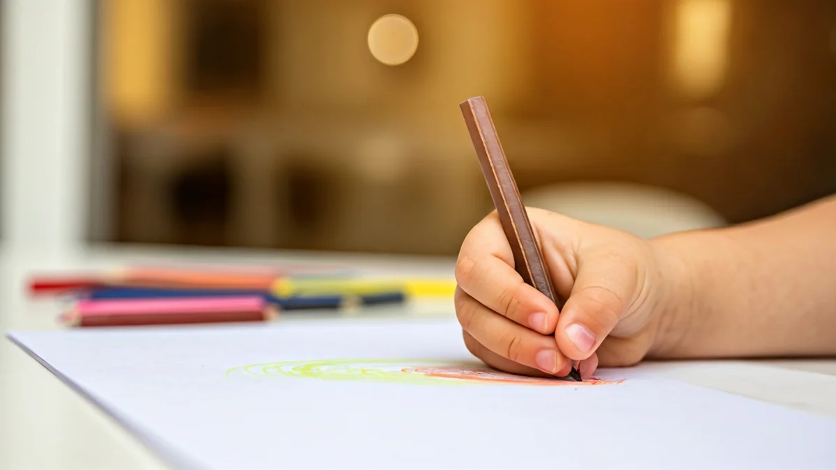 Generic image of a child's hand drawing with colorful crayons