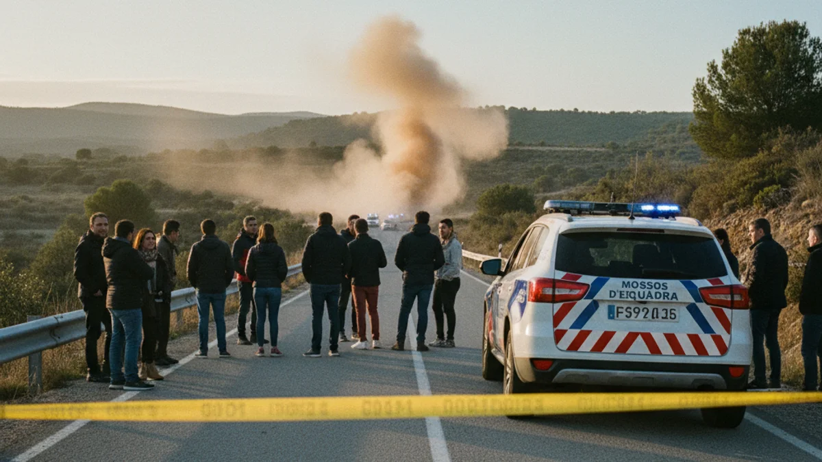 Imatge genèrica d'un control policial en una carretera catalana després d'un accident de trànsit.