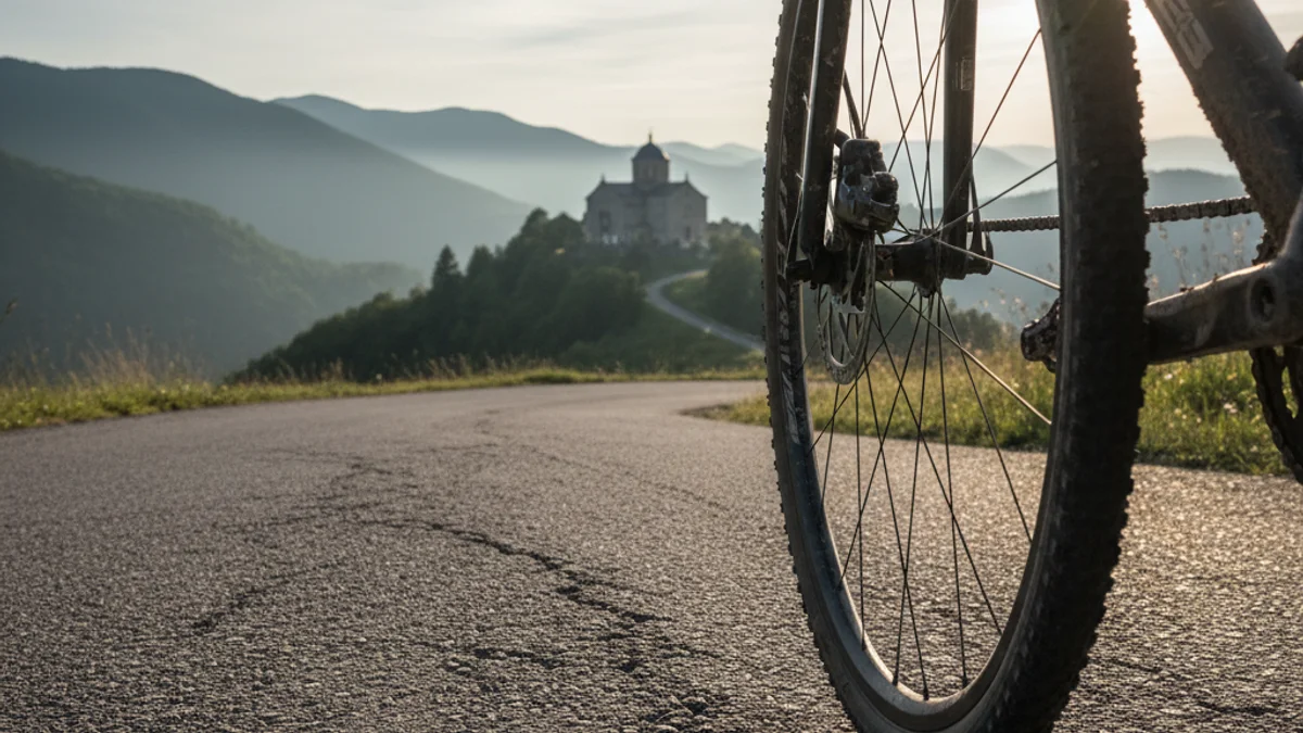 Imatge genèrica d'una bicicleta de carretera pujant un port de muntanya.