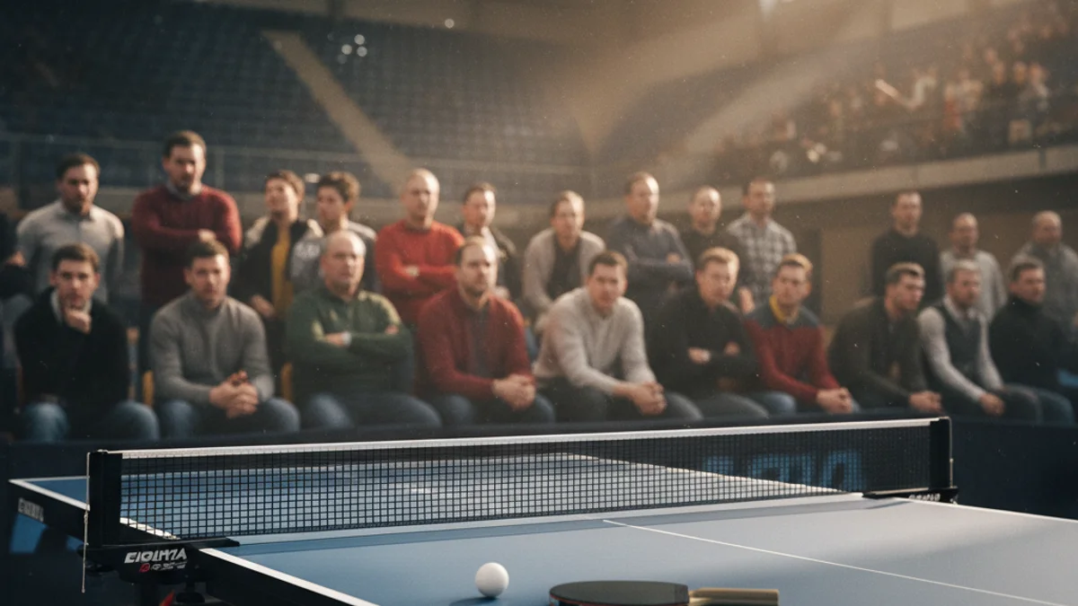 Imatge genèrica d'una taula de tenis taula en un pavelló esportiu.