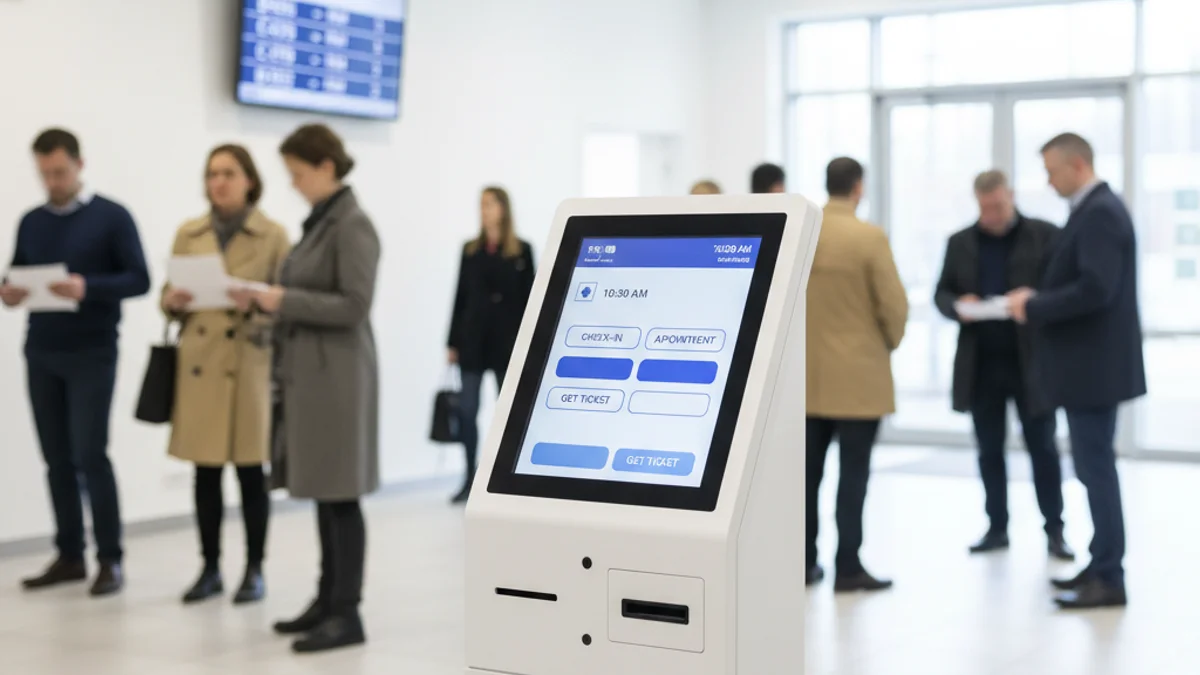 Imatge genèrica d'un terminal digital de gestió de torns en un centre sanitari.