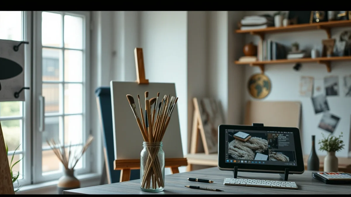 Imatge genèrica de material artístic en un taller de disseny.