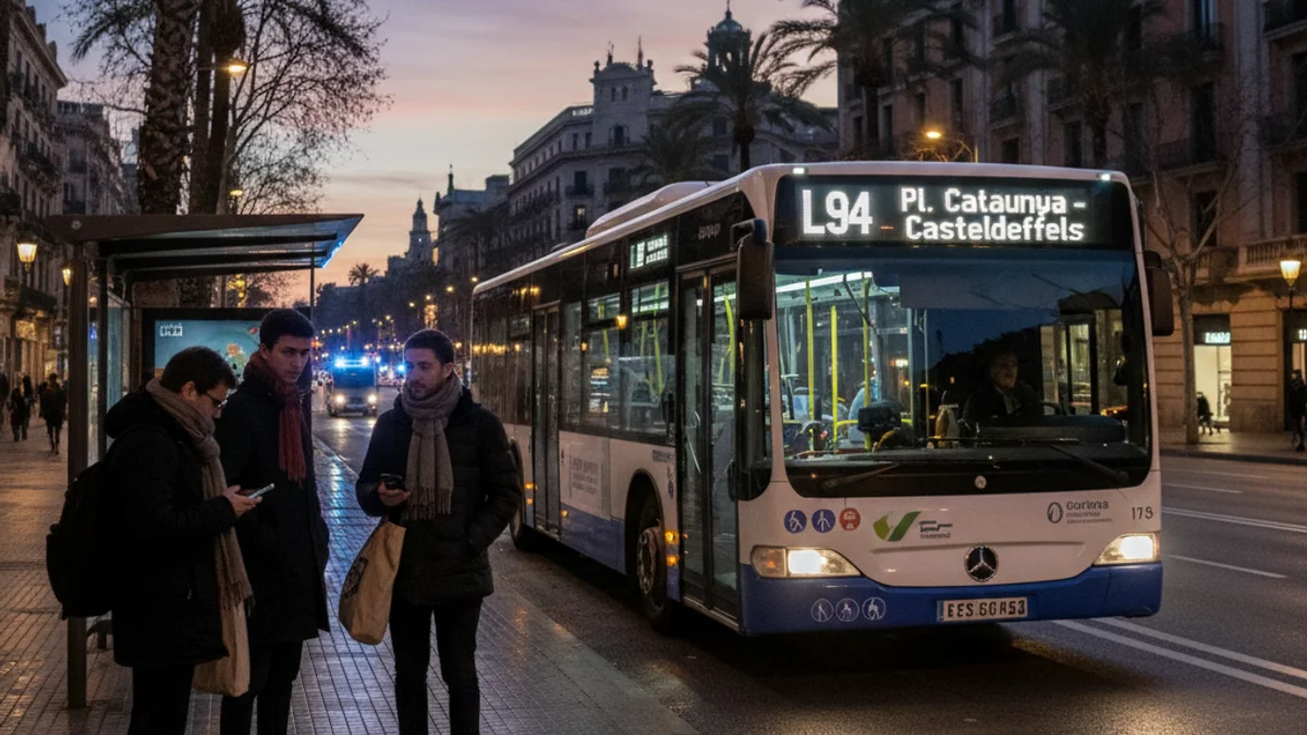 Imatge genèrica d'un autobús interurbà en una parada durant el capvespre.