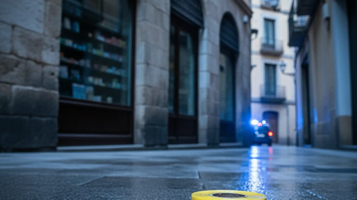 Generic image of a tobacco shop with blurred police lights in the background.
