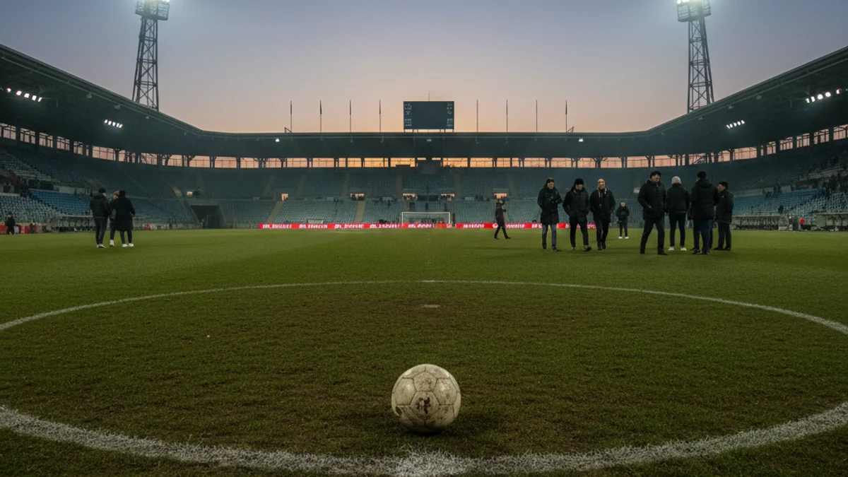 Imatge genèrica d'una pilota de futbol en un camp d'entrenament buit.