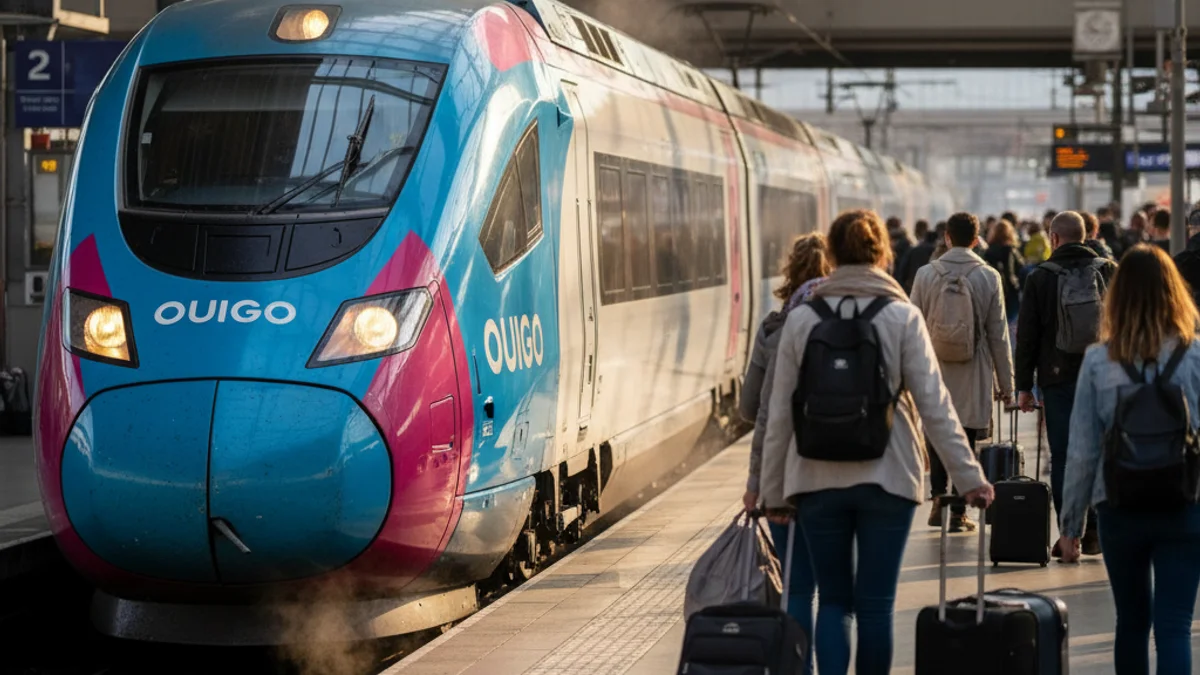 Imatge genèrica d'un tren d'alta velocitat en una estació durant l'inici de les vacances.