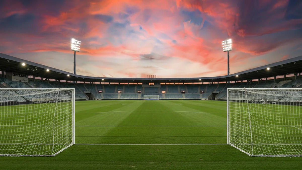 Generic image of the pitch and benches of a professional football stadium.