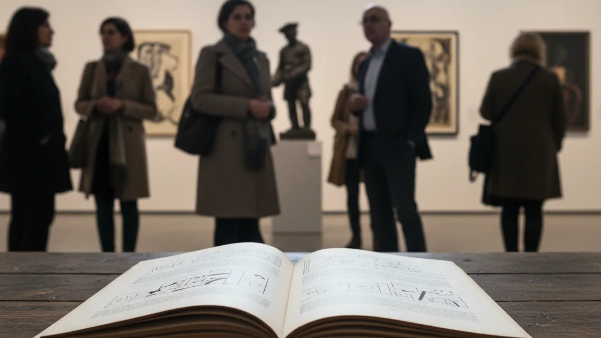 Imatge genèrica d'un llibre obert en una sala de museu amb il·luminació tènue.