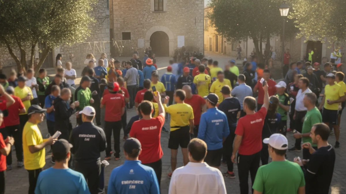 Imatge genèrica d'una jornada esportiva popular en una plaça d'un poble de Catalunya.