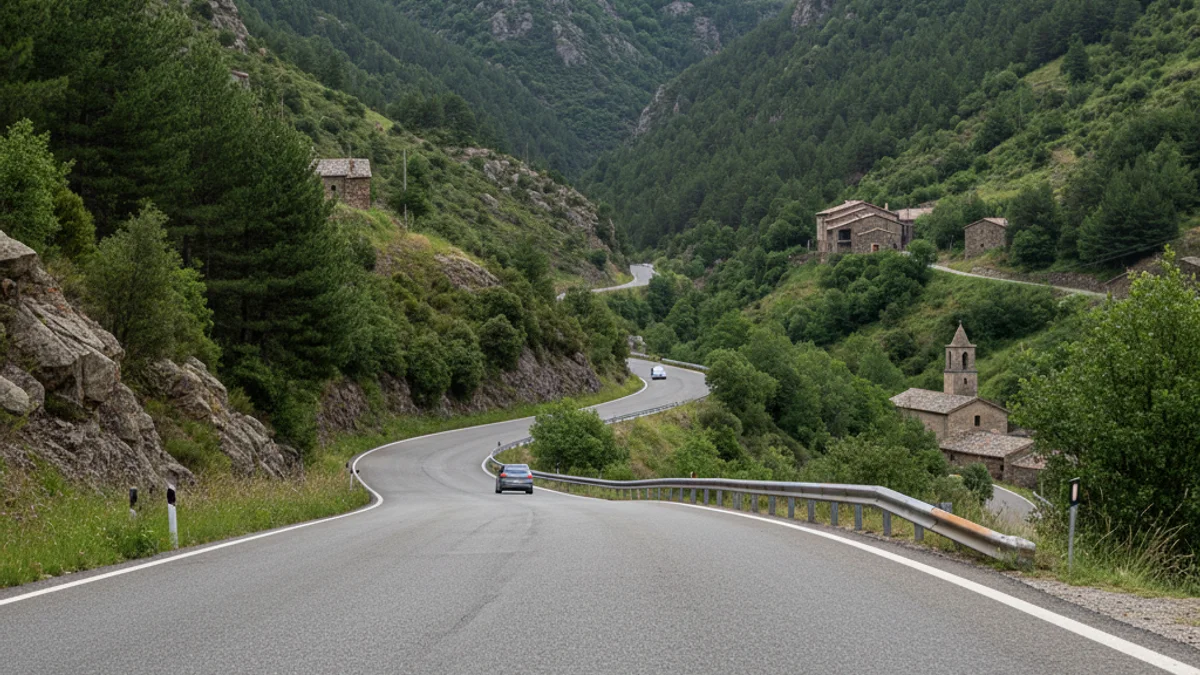 Generic image of the C-16 highway passing through the Pyrenees.