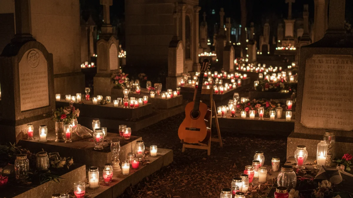 Imatge genèrica d'un escenari il·luminat per espelmes en un ambient nocturn i solemne.