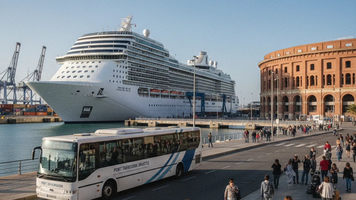 Imatge genèrica d'un autobús de trasllat de passatgers prop de la Tarraco Arena de Tarragona.