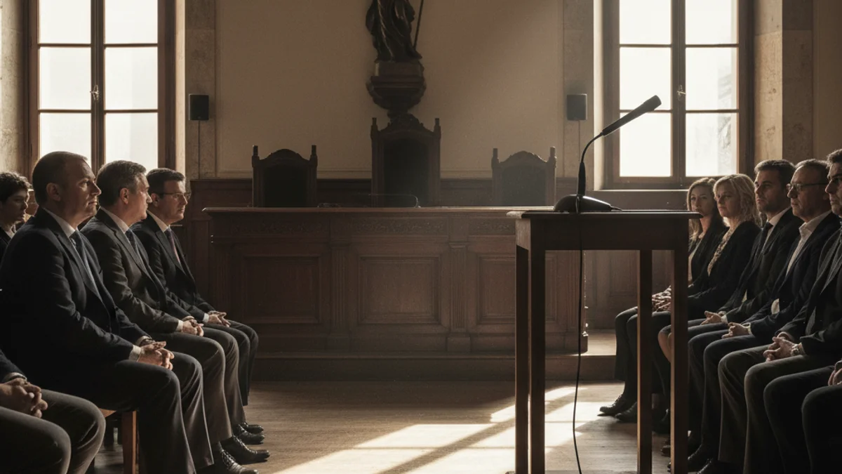 Generic image of the interior of a courtroom in a court of law.