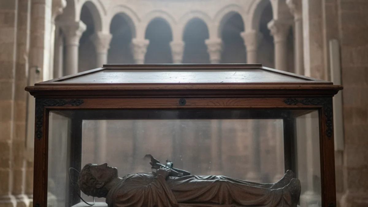 Imatge genèrica d'un misteri religiós de fusta restaurat a l'interior d'una església.