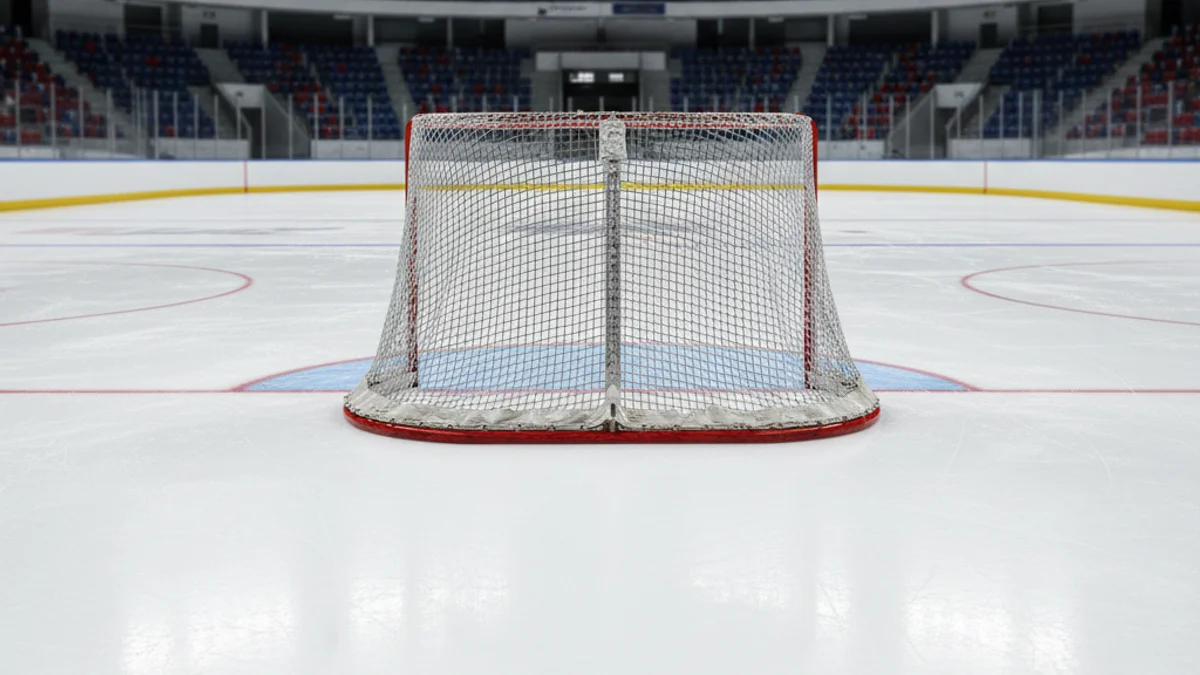 Imagen genérica de una pista de hockey hielo preparada para una competición internacional.